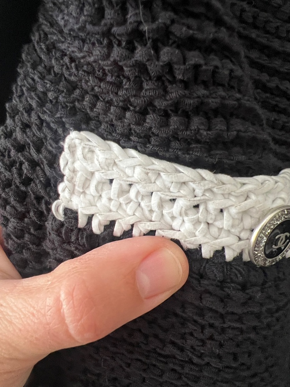 Black Knit Cardigan with White Trim - Classic Contrast Jacket - Picture 7 of 11